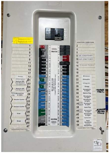 Electrical panel labels example